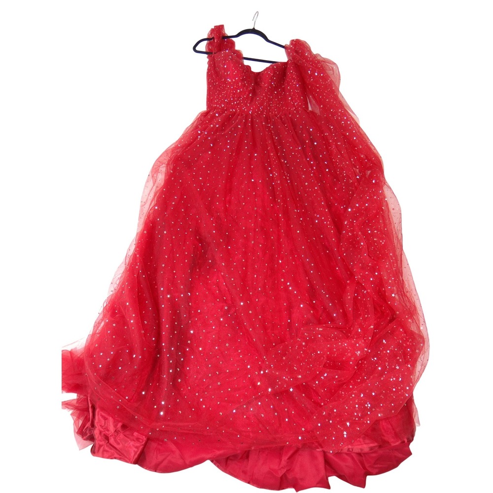 Red Tulle Celestial Star Moon Ball Gown Prom Dress Cape Sleeve 2829 Mens 10
